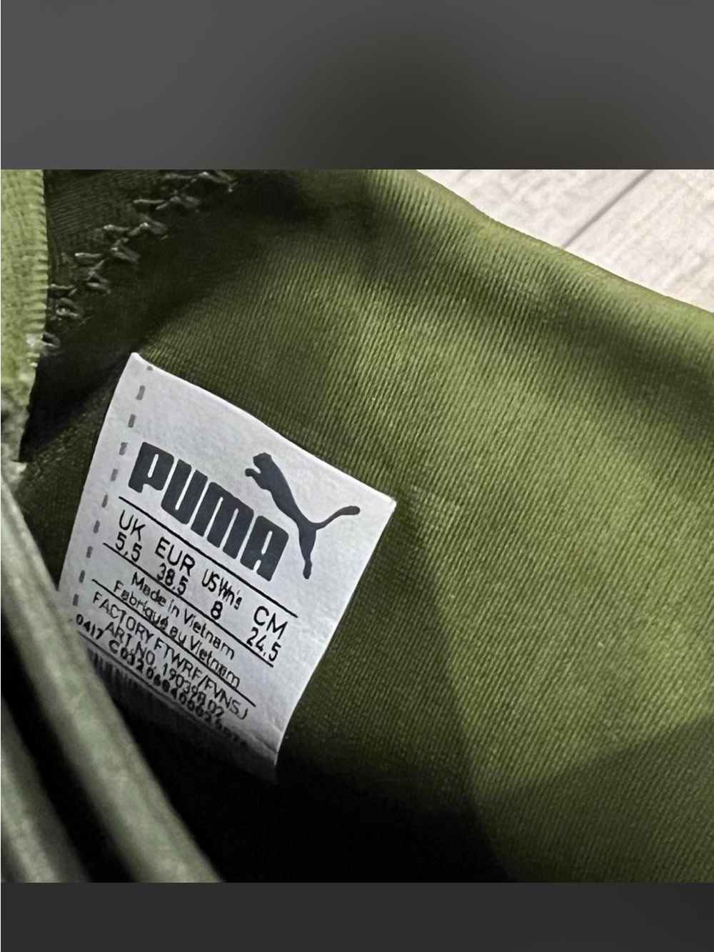 Puma x Rihanna Fenty Olive Green Mid Athletic Sneakers Size 8 - Picture 8 of 8